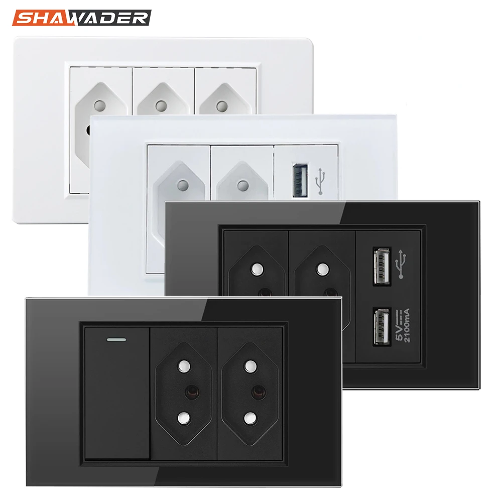 Бразильская электрическая розетка настенные USB розетки 10 А переключатель