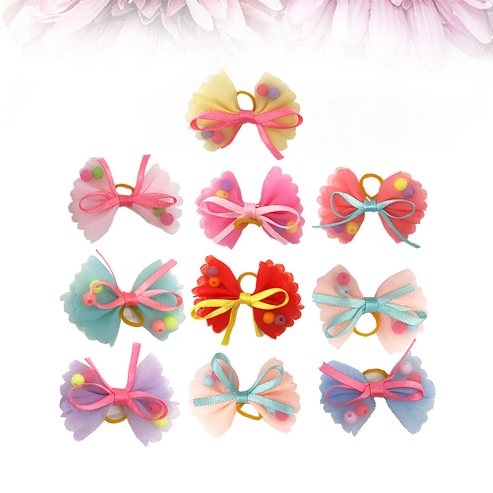 

10pcs Hair Ties Elastic Decorative Bowknot Headwear Hair Ties for Dogs Cats