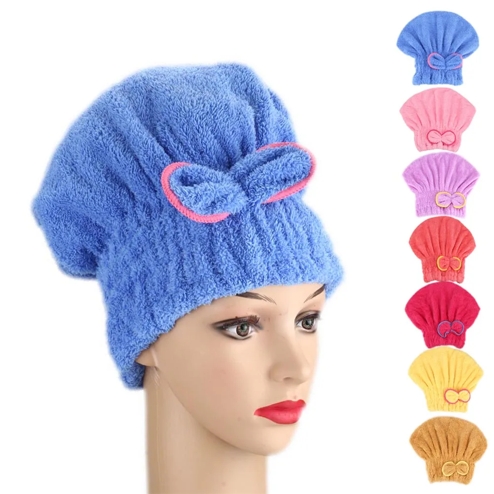 Quick Hair Drying Bath Spa Bowknot Wrap Towel Hat Cap For Ba
