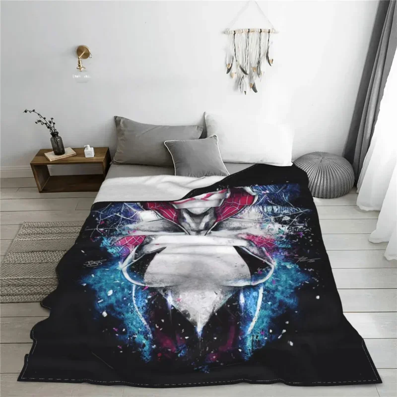 

Spider-Gwen Cartoon Anime Movie Velvet Spring/Autumn Breathable Soft Throw Blanket For Office Bedding Throws