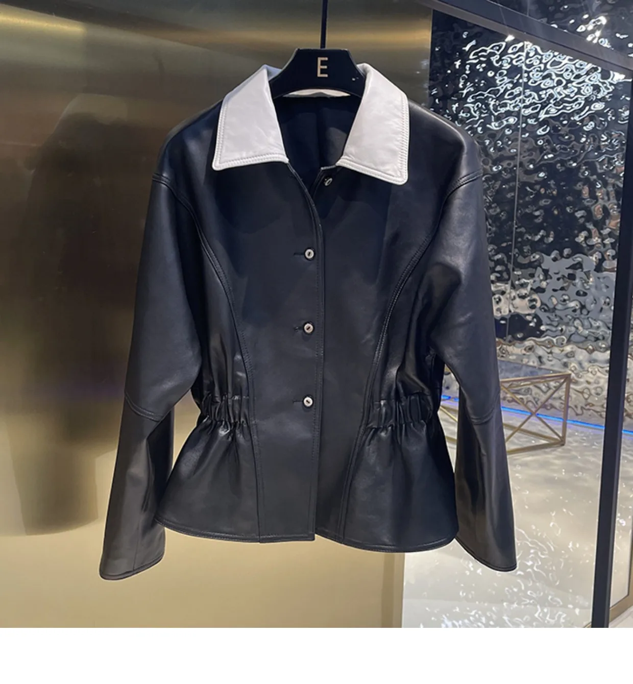 2023 Spring New Chic Women's Elegant Leather Jackets High Quality Sheepsking Genuine-Leather Short Coat B867