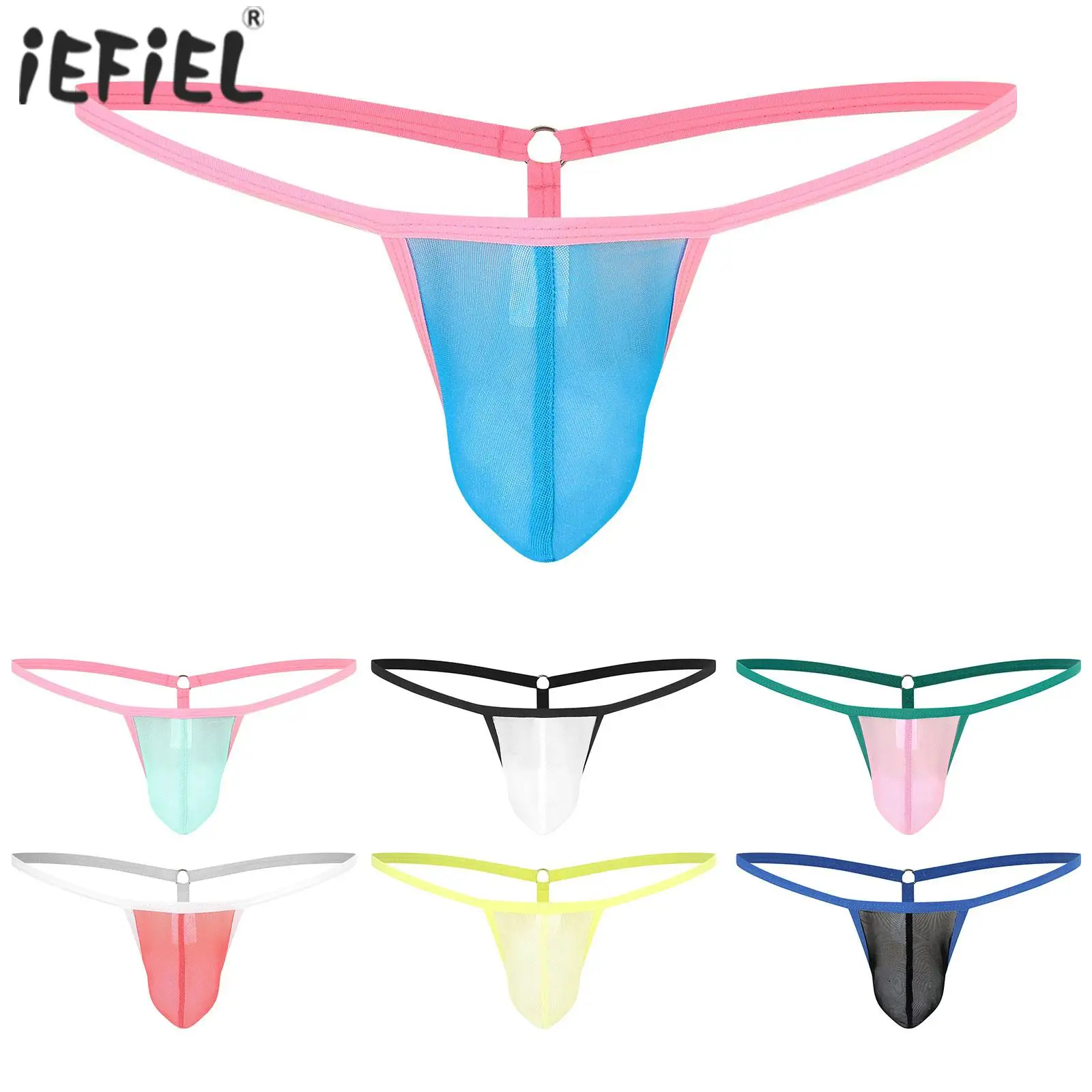 

Мужские стринги контрастных цветов, прозрачные сетчатые трусы-танга, нижнее белье