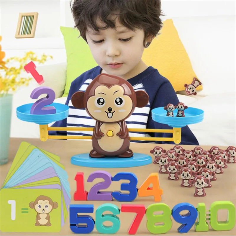 

Цифровые весы обезьяны, игрушка для раннего обучения, детские весы для просвещения, цифровое сложение и вычитание математических искусств