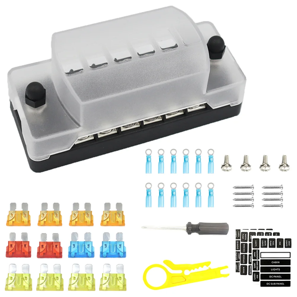 

6 Way Fuse Box Circuit Holder Vehicle Block 6-way Marine Boat Screw: Stainless Steel