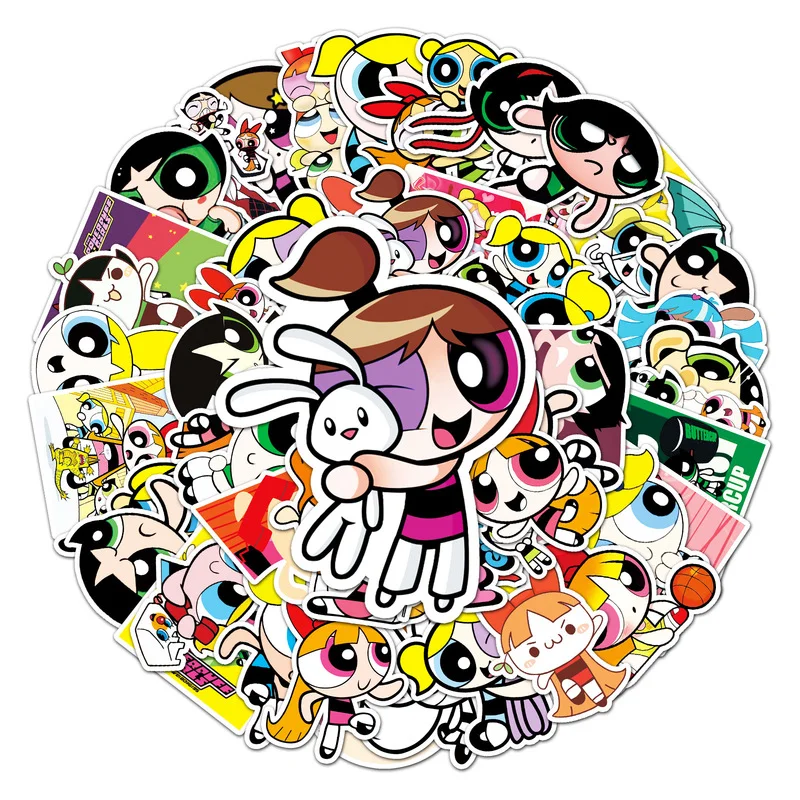 

Cartoon Anime Powerpuff Girls Stickers For Car Laptop Phone Fridge Scrapbook Viny Decal Waterproof Graffiti Sticker Toys Gifts