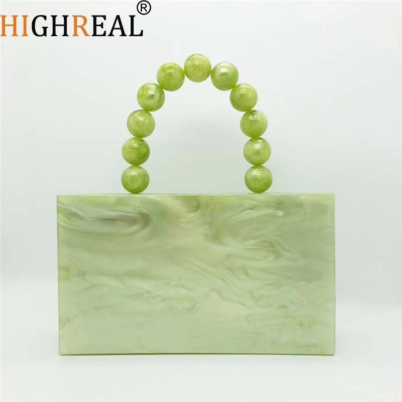 

Beaded Handle Acrylic Clutch Pearl HandBags Women Evening Bag Wedding Wallets Party Prom Purses Free Shipping Dropshipping