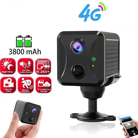 Мини 4G камера безопасности 1080P IP камера видеонаблюдения 3800 мАч большая батарея маломощная голосовая связь камера видеонаблюдения