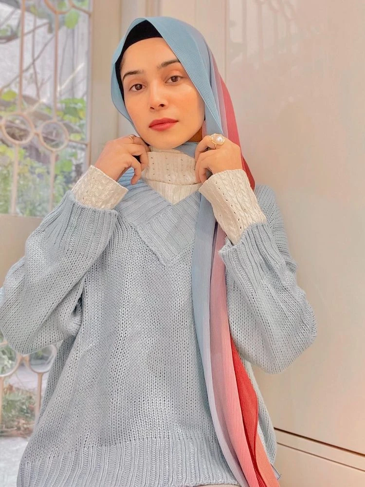 Ombre Gradient Crinkle Chiffon Hijabs for Woman Hoofddoek Pleated Headscarf Muslim Hijabs Shawls Head Wraps Turbands Foluard