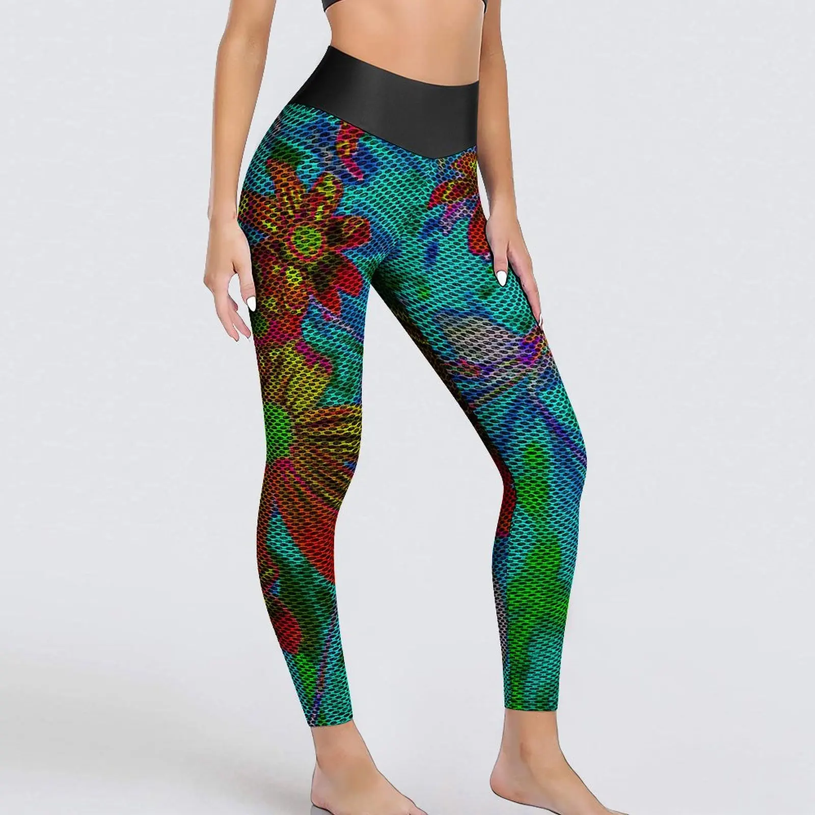 

Желтые и оранжевые Леггинсы с цветами, абстрактные тропические штаны для фитнеса и йоги, Женские Дышащие Леггинсы пуш-ап, эластичные спорти...