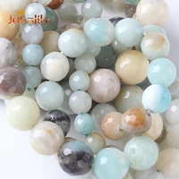 faceted colorful amazonite stone beads natural stone round beads for diy jewelry making fit bracelets accessories 4 6 8 10 12mm