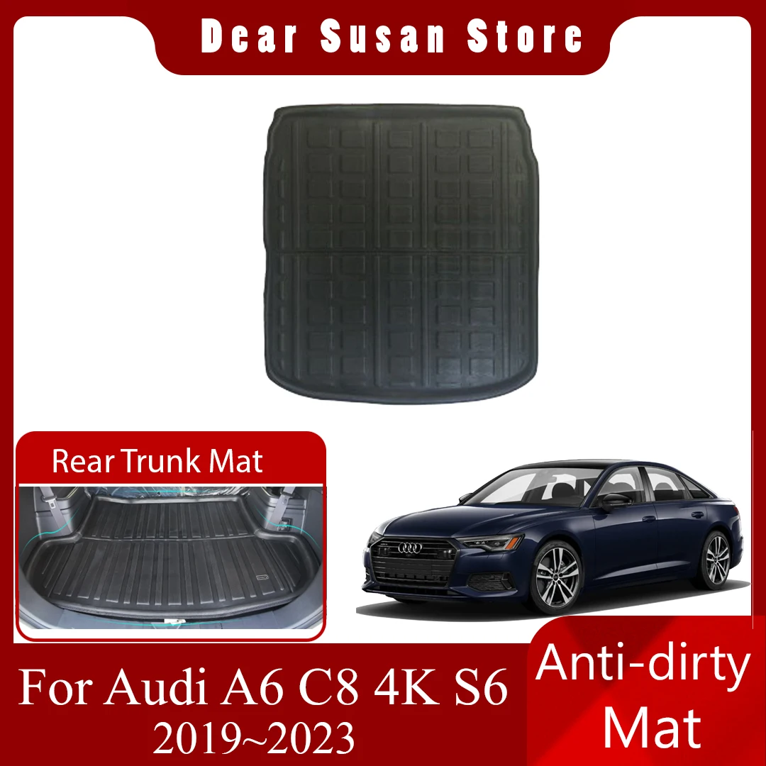 Car Rear Trunk Mat for Audi A6 C8 4K S6 Sedan 2019~2023 Tray Waterproof Foot Pad Space Boot Carg Luggage Cover Carpet Accessorie