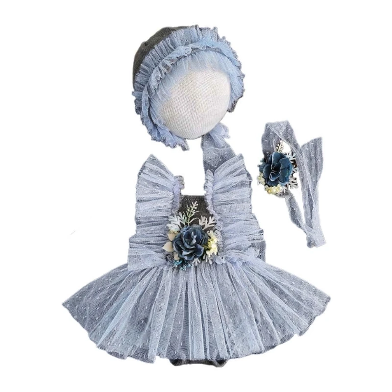 

3Pcs/Set Baby Hat+Dress+Headwear Newborn Photography Photo Props Costume Outfits