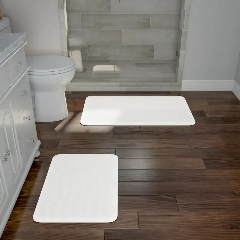 

Из 2 ковриков для ванной-нескользящие коврики для ванной из пены с эффектом памяти, Наборы белых ковриков для ванной, Набор предметов, коврик для ног в ванну