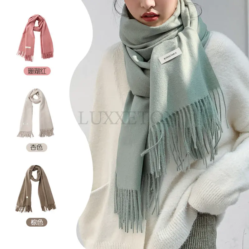 

Шерстяной шарф женский утепленный зимний шарф кашемировая шаль Модный женский кашемировый шарф очень теплый основа