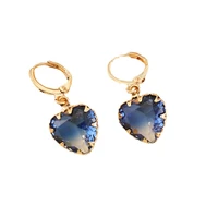 new trendy multi color crystal heart shape drop earrings brilliant party jewelry elegant dangle earring for women jewelry gift