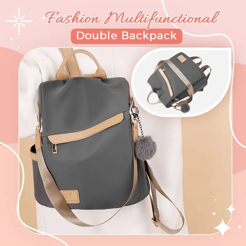 

Fashion Multifunctional Double Backpack Anti-theft backpack women's 2022 new trendy fashion all-match Oxford cloth travel bag la