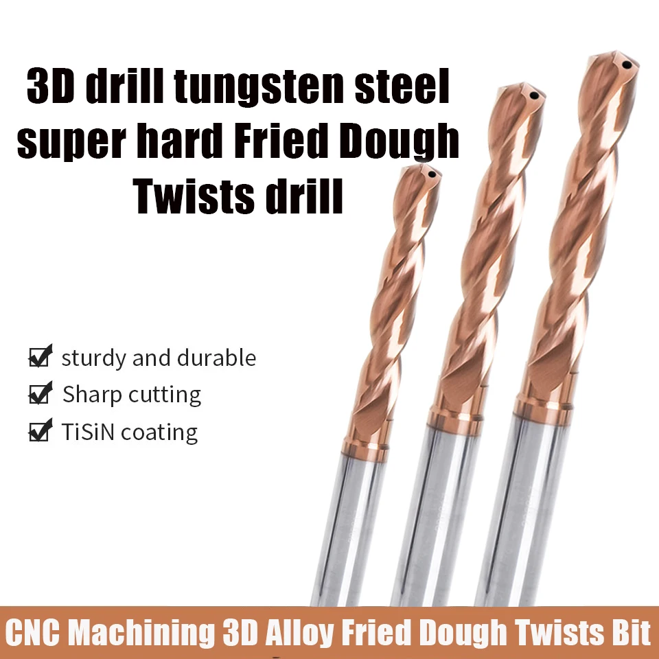 

Carbide Alloy 3D Drill Tungsten Steel Super Hard Stainless Twist Bit Straight Handle Solid Interval Bronze For CNC Lathe Machine