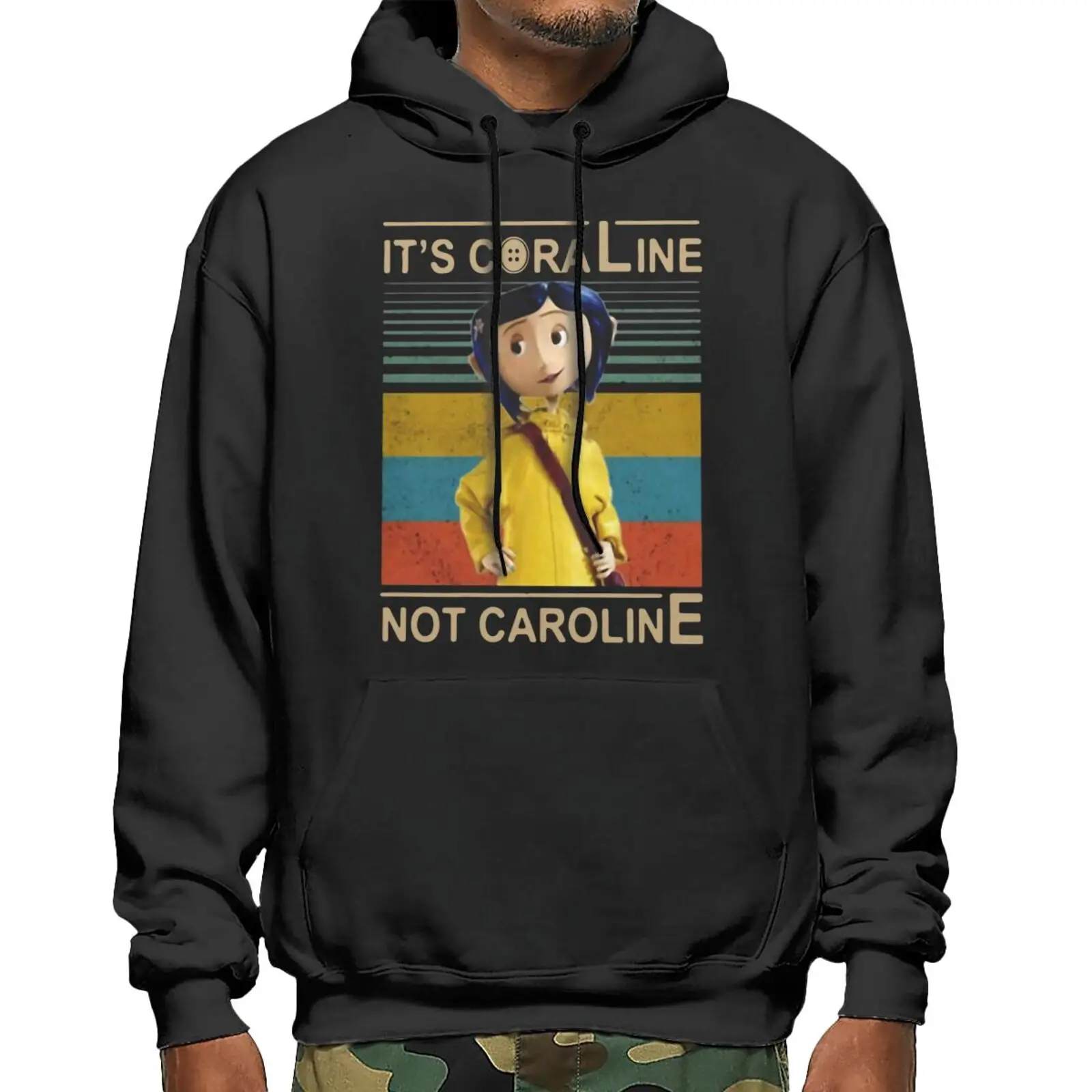 

Мужская толстовка с капюшоном It's Coraline, черная толстовка с капюшоном, на молнии, в стиле аниме, 2019
