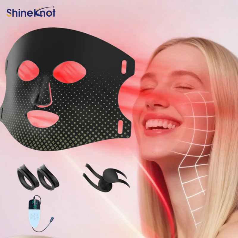 Фото SHINEKNOT Аппарат для светотерапии красным светом, перезаряжаемая LED-маска с изменяемыми цветами света, силиконовая инфракрасная маска для омоложения кожи №1