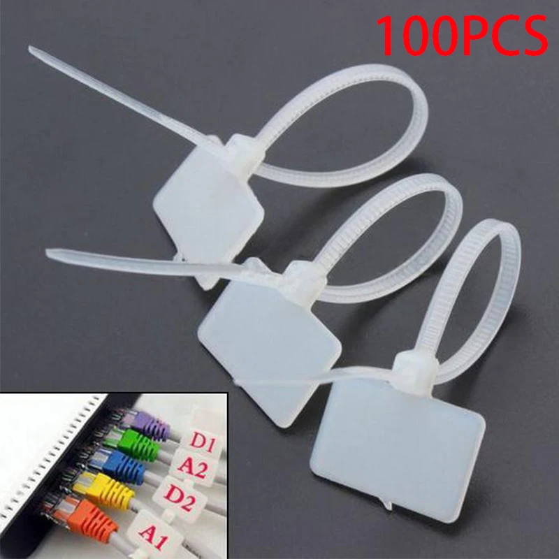 

100pcs Nylon Self-Locking Label Ties Is Used For Network Cable Or Other Wires Marking For TV, Air-conditioning Production