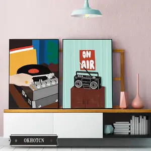 Nordic Cartoon Cd Player Radio Canvas Painting Modern Colorful Music Posters Wall Art Prints Picture in Pakistan