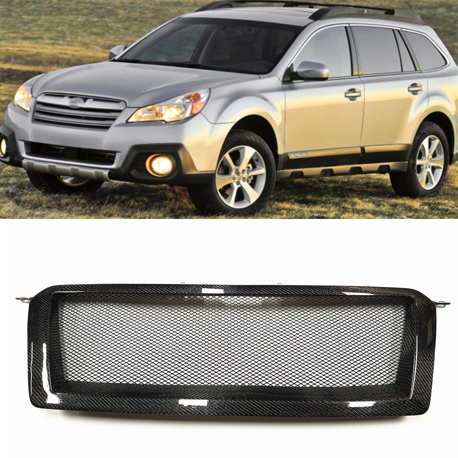 

Передняя решетка для автомобиля из углеродного волокна, гоночные решетки, верхний бампер для Subaru Outback 2013-2014 Wagon, 4 двери