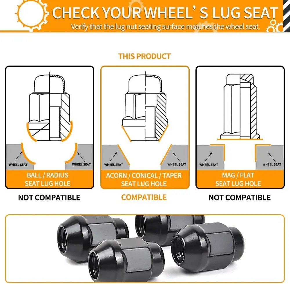 20 шт. гайки с проушинами M12x1 5 для Ford Fusion/12-18 Focus/01-19 Escape Aftermarket колеса черный