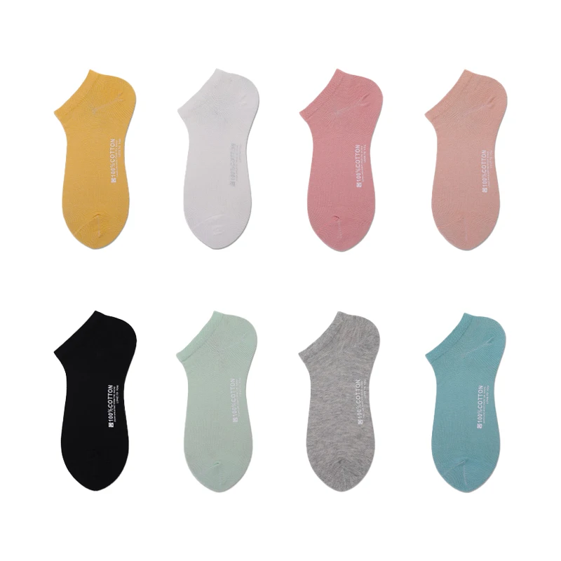 MiiOW 5Pairs/Lot Colorful Women Solid Ankle Socks Set Fashion Brand Concise Summer Breathable Cut Short Cotton Sokken for Ladies