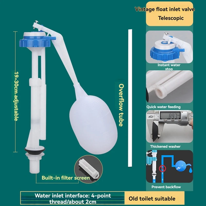 Adjustable Old Type Toilet Tank Balls With Inlet Valve G1/2 Float Ball For Control Water Level Accessories