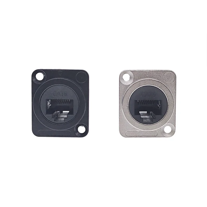 D type RJ45 Connector CAT6 Female to Female Metal RJ45 Socket Panel Mounting Black Silvery images - 6