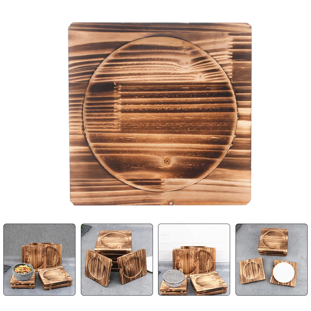

Bowl Mat Bowl Placemat Wooden Pot Trivet Table Coasters Drinks Rustic Wood Trivets Wood Underliner Cast Iron Table Tray
