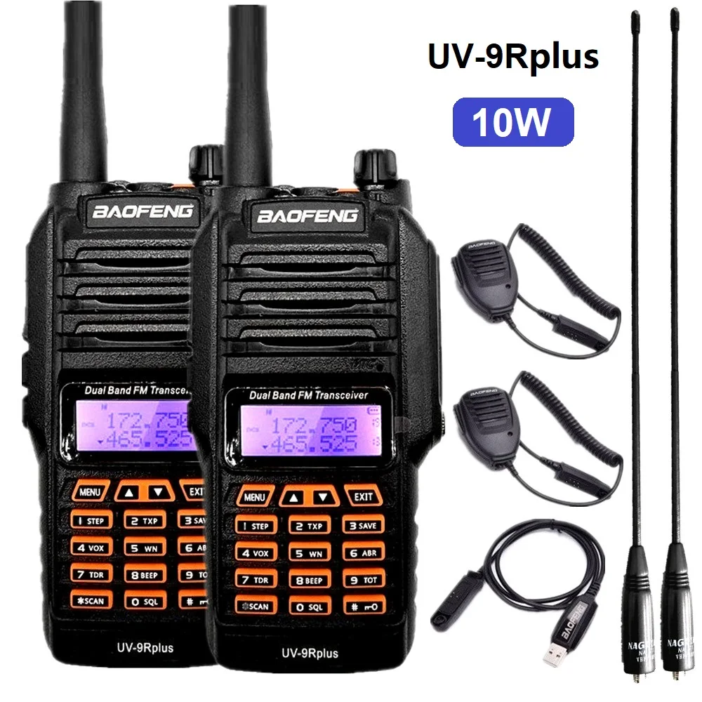 1/2pc Baofeng uv 9r plus Strong Signal 10W Waterproof Walkie Talkie Ham Radio Scanner VHF UHF CB Radio Station UV-9R Talki Walki