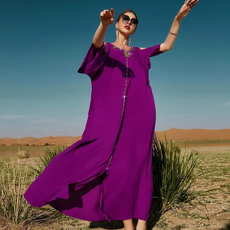 

Абайя кафтан для мусульманской вечеринки, Женский ромбовидный марокканский кафтан с коротким рукавом, длинные элегантные вечерние платья ...