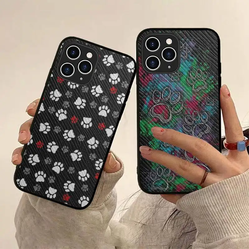 

MaiYaCa Dog Paw Phone Case Hard Leather Case for iPhone 11 12 13 Mini Pro Max 8 7 Plus SE 2020 X XR XS Coque