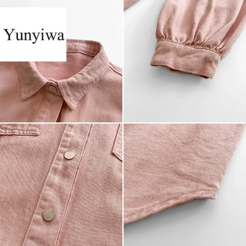 Куртка женская джинсовая с карманами винтажная верхняя одежда длинным рукавом