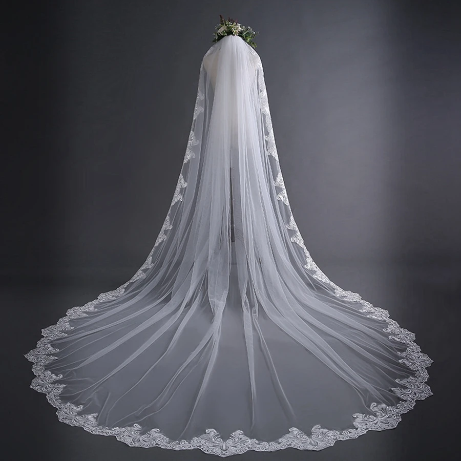 

New Arrival White Ivory Cathedral Wedding Veils Long velos de novia Bridal Veil Comb Wedding Accessories Bride Veu Wedding Veil