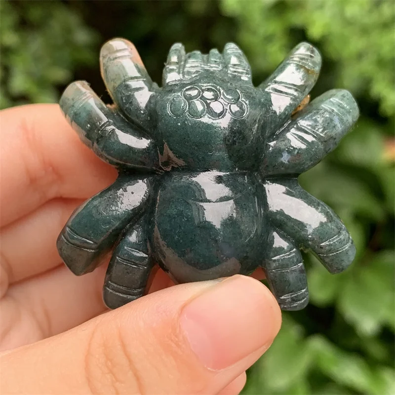 

Natural Crystal Green Quartz Spider Animals Stone Crafts Small Decoration Home Decor Christmas Present