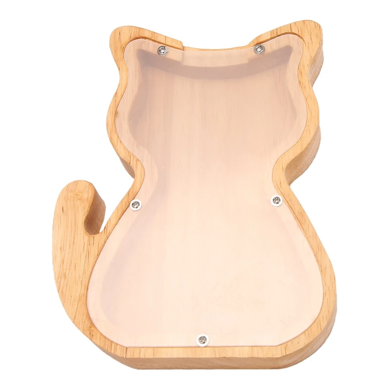 

HOT Kitten Piggy Bank Creative Cartoon Pine Piggy Bank Transparent Decoration Crafts Gift Decoration 17.8X23cm