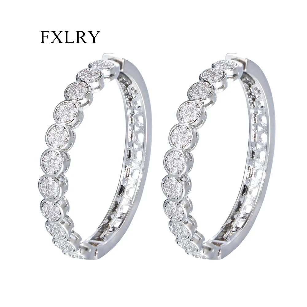 Новинка от FXLRY, легкие Роскошные светильник велирные изделия, оптовая продажа, простые серьги в виде искусственного циркония для женщин
