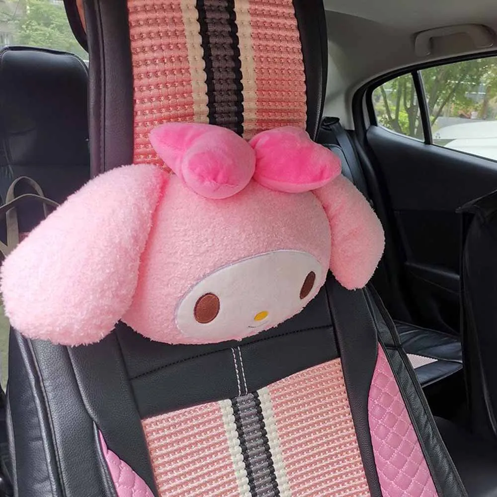 

Kawaii Sanrios Car Headrest Pillow Cinnamoroll Head Neck Soft Pillows Universal Comfortable Plush Auto Accessories Fit Most Car