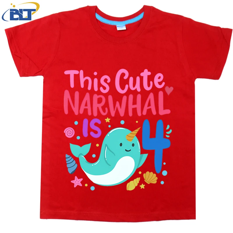 Детская Хлопковая футболка с принтом коротким рукавом