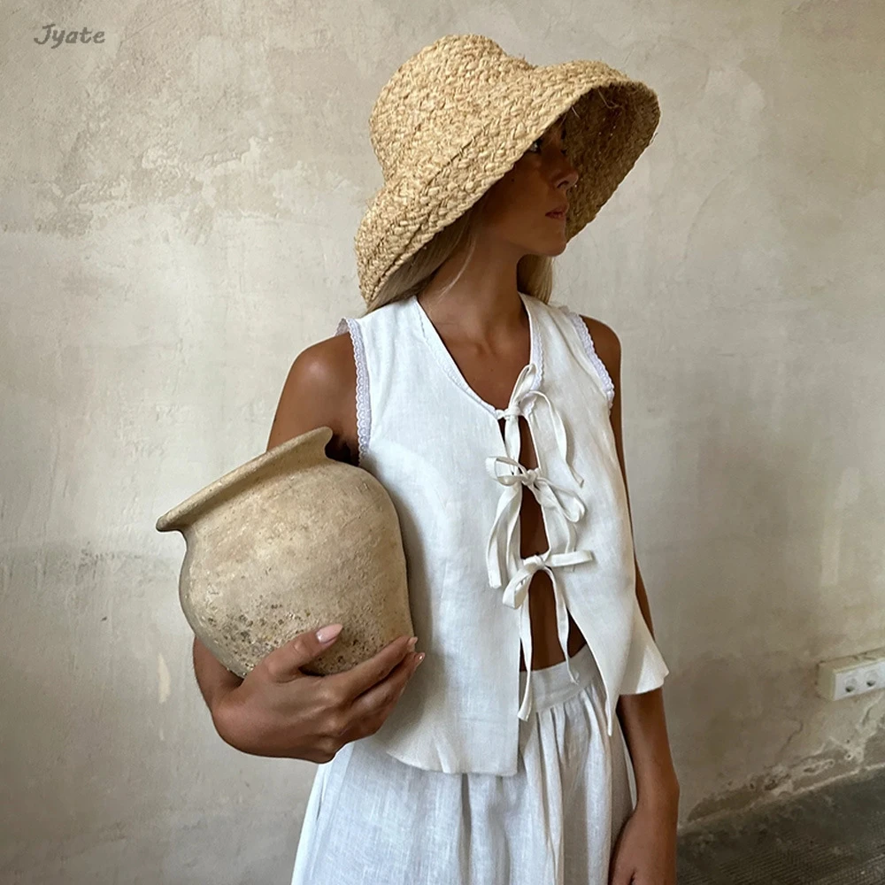 Женский комплект из топа на шнуровке и длинной юбки А-силуэта жилет свободная