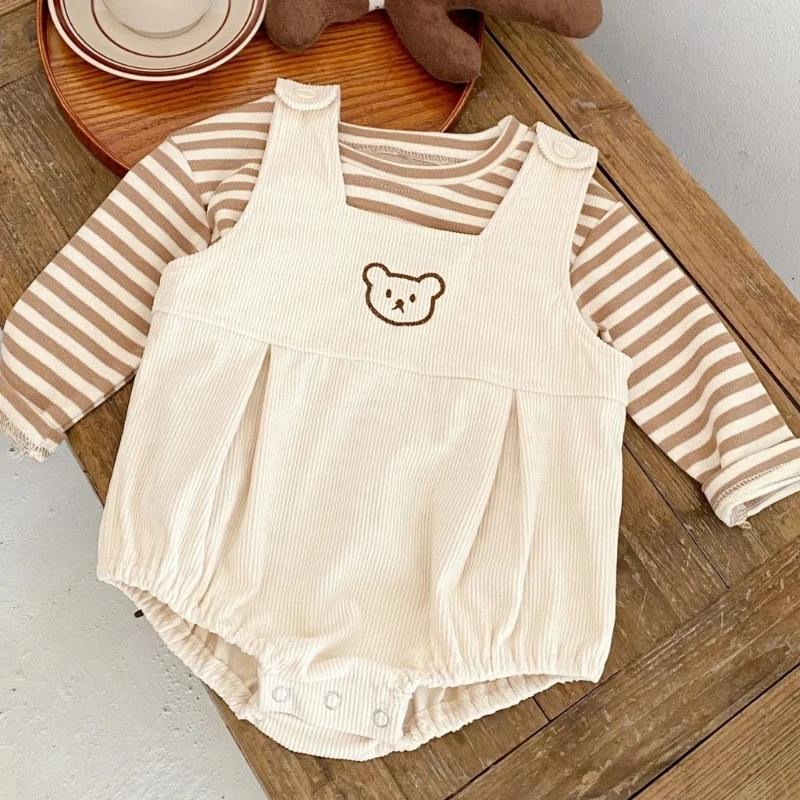 

Infant Jumpsuits Baby Spring Sweaters 0-36M Gender Neutral Two-Piece Spring Clothing Knitted Outfit Baby Pullover Shirts QX2D