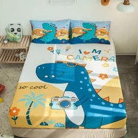kuup cotton kids sheet dinosaur fitted sheet queen size mattress cover protector single bed sheet with elastic %ef%bc%88no pillowcses%ef%bc%89
