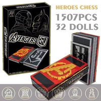 new marvels avengers figures ironman mk1 spiderman venom thor thanos hulk chess display book building block bricks toy gift