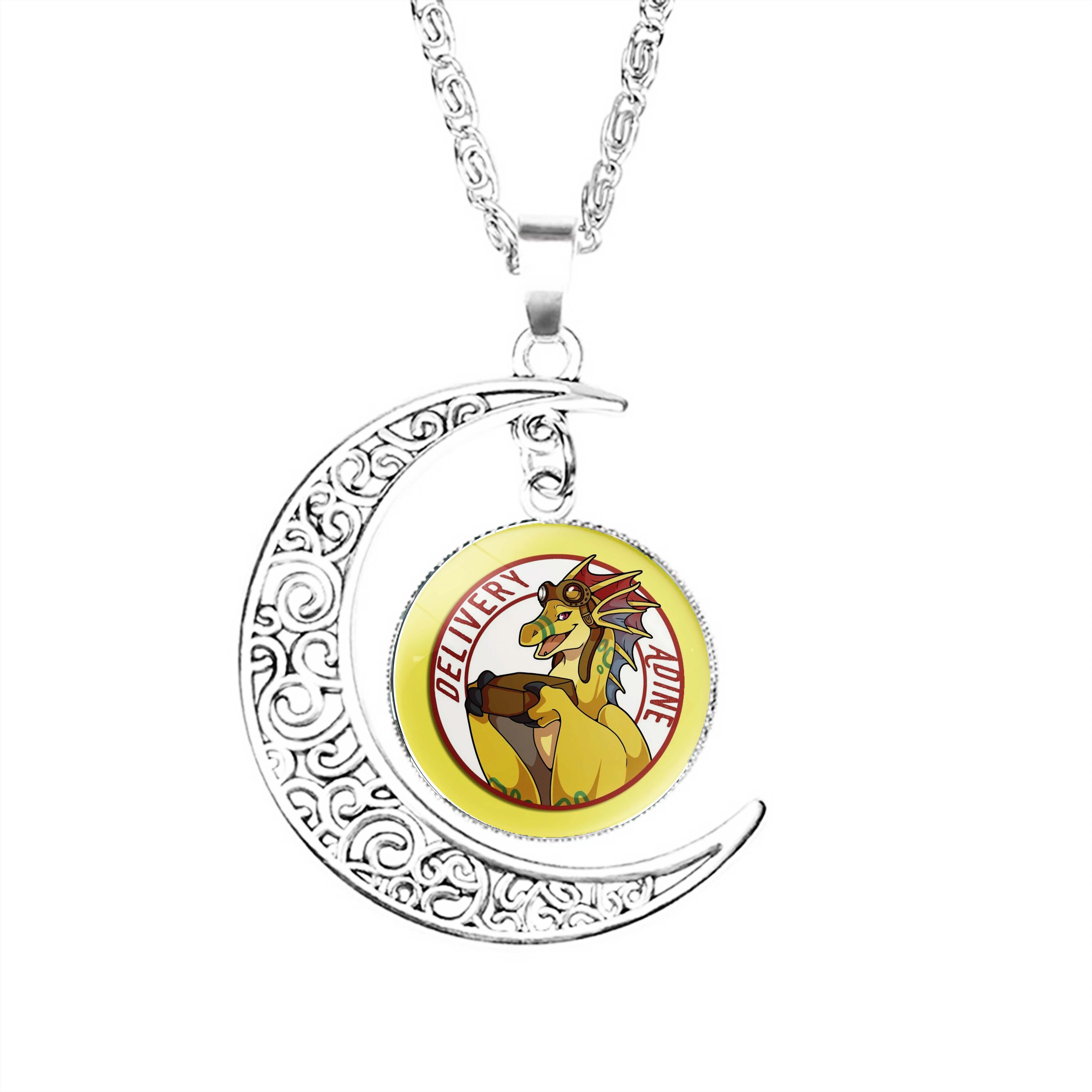 

Delivery Adine From Angels With Scaly Wings Moon Necklace Boy Lady Glass Fashion Dome Lovers Jewelry Girls Men Gifts Jewelry