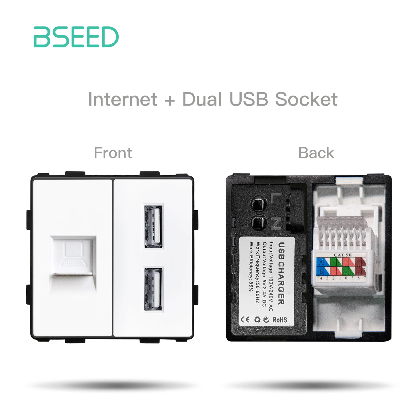 

BSEED Mvava USB розетка-переключатель белый