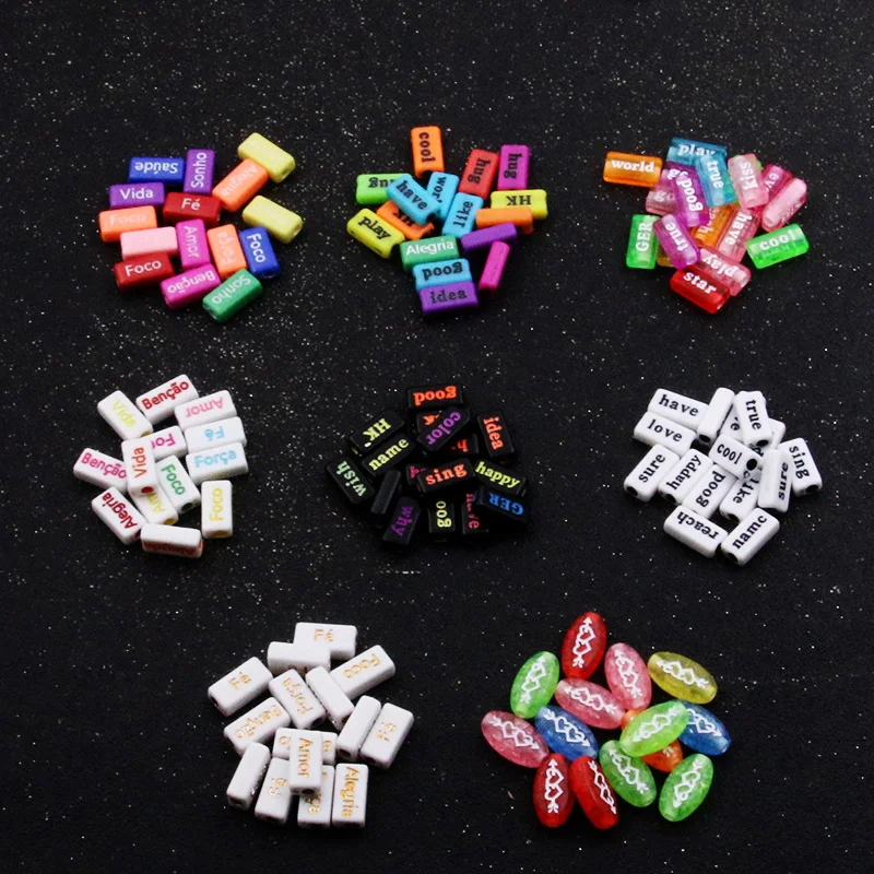 

Квадратные акриловые бусины с буквами, 8 видов, разные цвета, 50 шт.