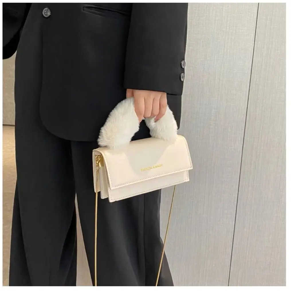 New Autumn And Winter Fashion Versatile High-Quality Leather Large-Capacity Women's Shoulder Bag High-Grade Plush Handbag