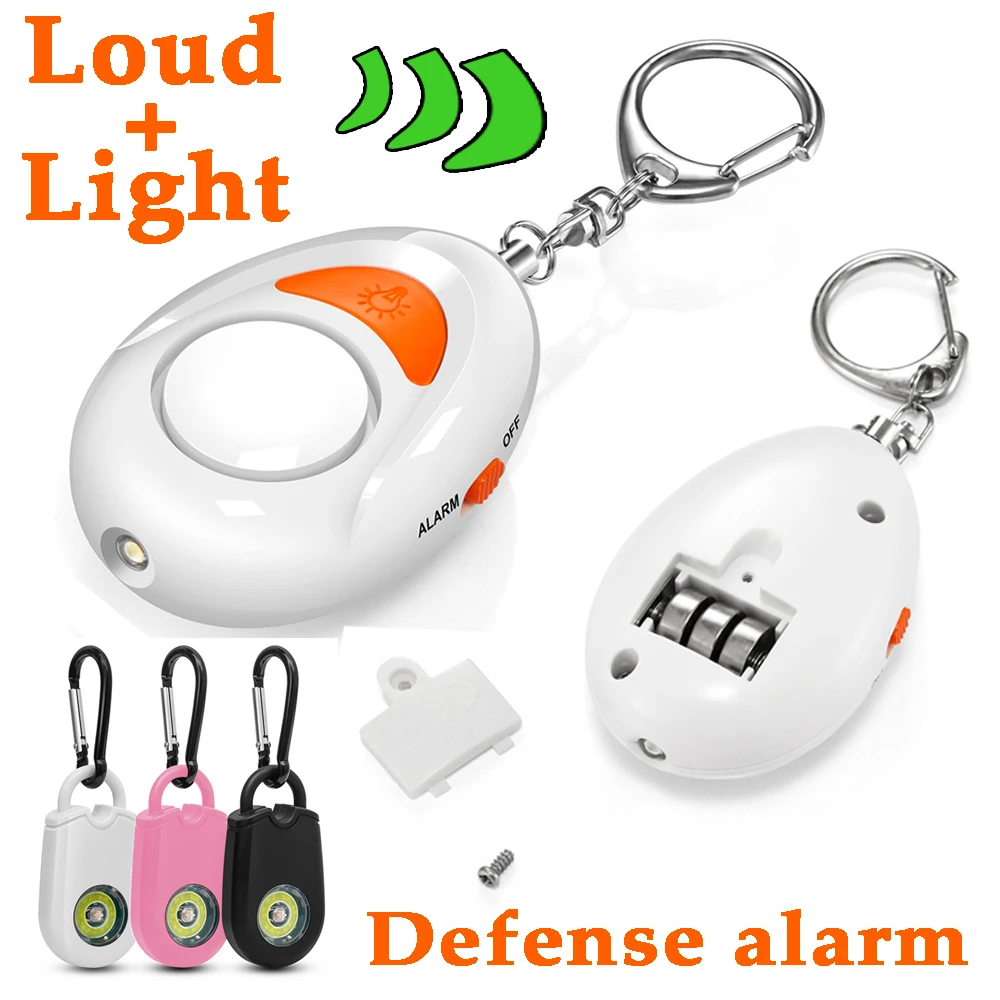 

Cheap Protable Personal Alarm LED Light 125dB Loud security protection Alarms Keychain self defense Women Child elder Emergency